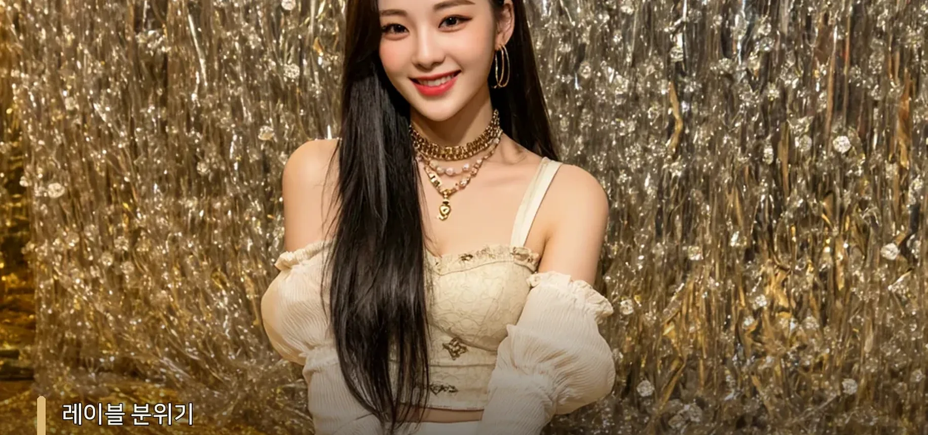 강남구구단 쩜오 레이블 안내 여성 모델 이미지 - 레이블 분위기
