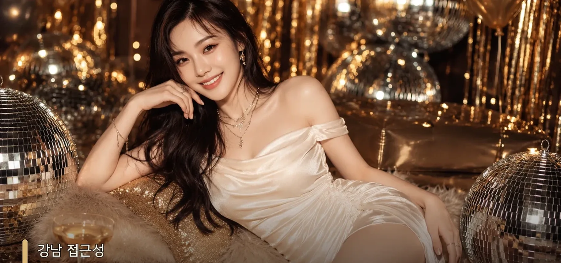 강남구구단 쩜오 위치 안내 여성 모델 이미지 - 강남 접근성